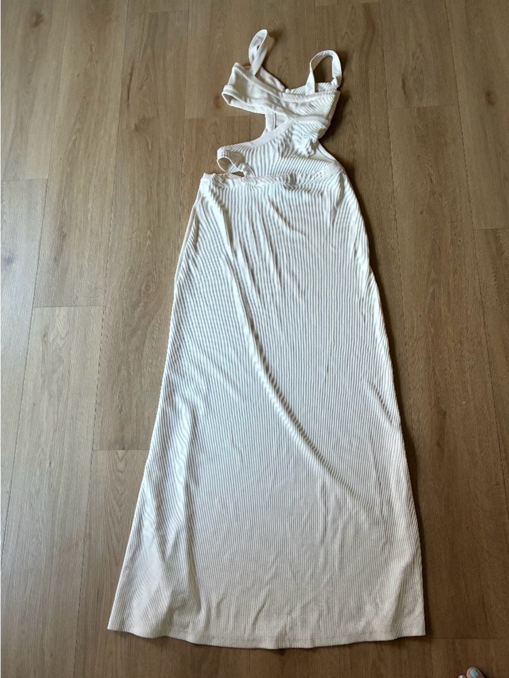 Cutout Ribbed Maxi Dress in Cream